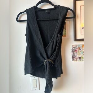 Black Sleeveless Wrap Top WhoWhatWear